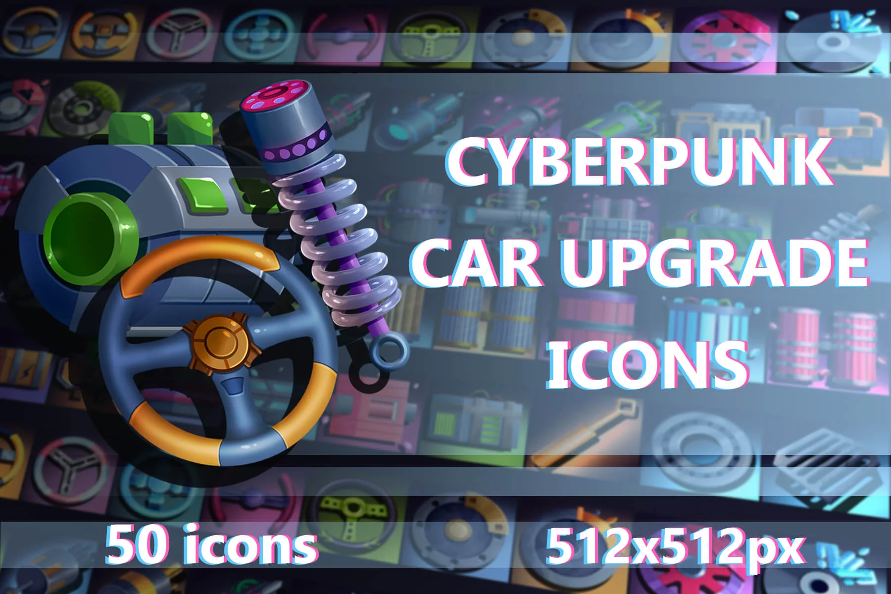 Cyberpunk Car Upgrade Game 512×512 Icons