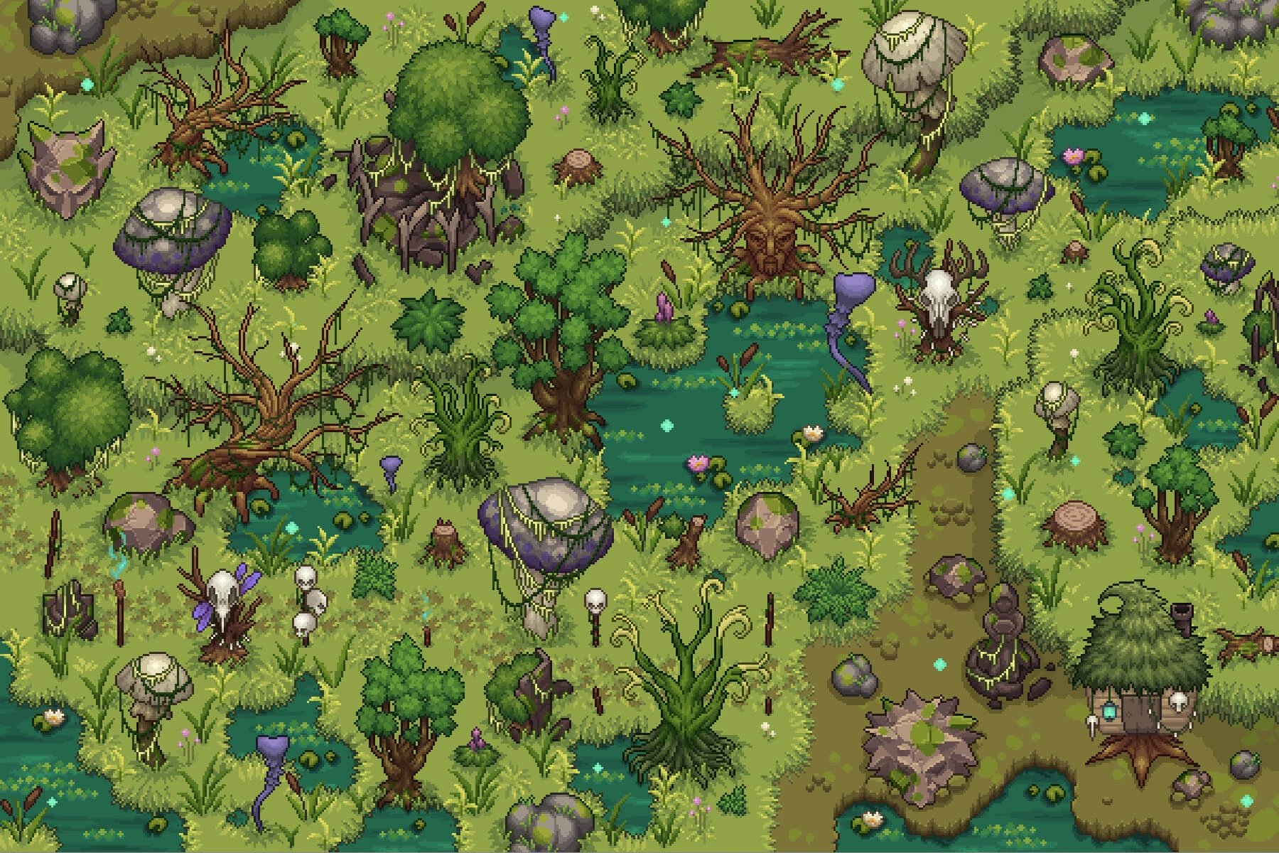Swamp Top-Down Tileset Pixel Art