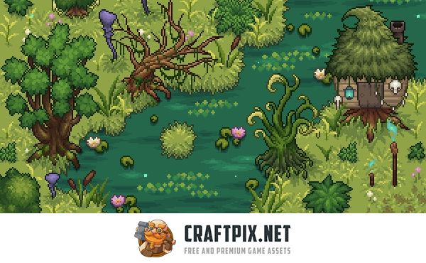 Swamp Top-Down Tileset Pixel Art