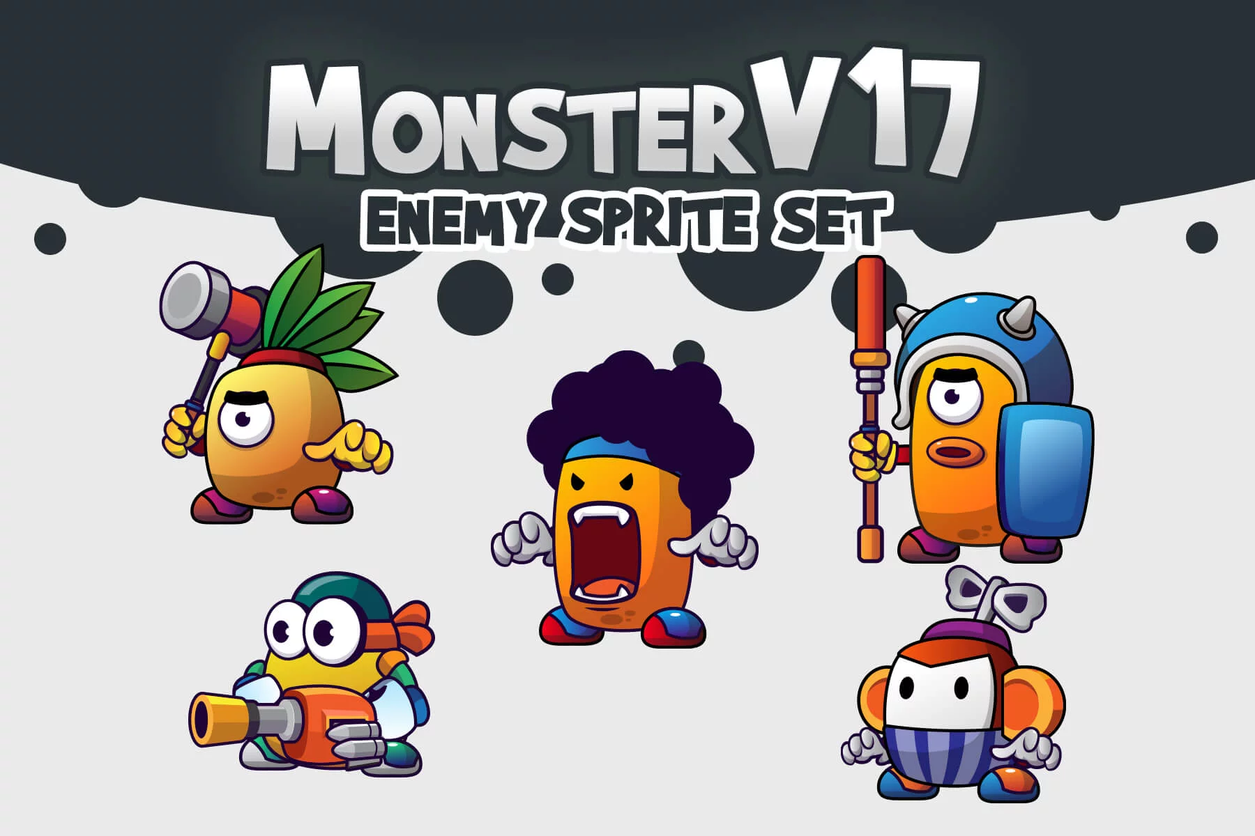 5 Funny Monsters Sprite Pack V17