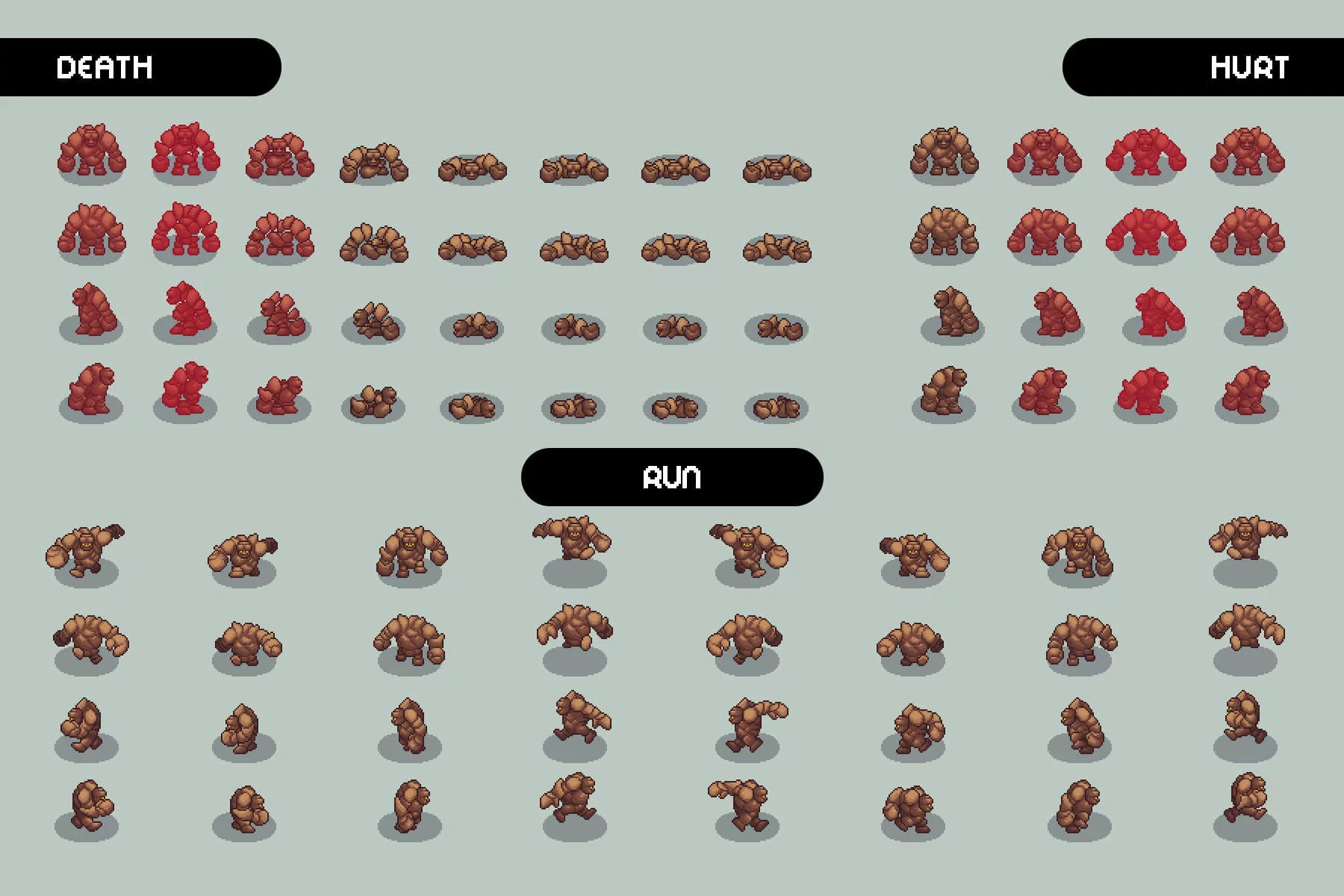 Golem Pixel Art Top-Down Sprite Pack