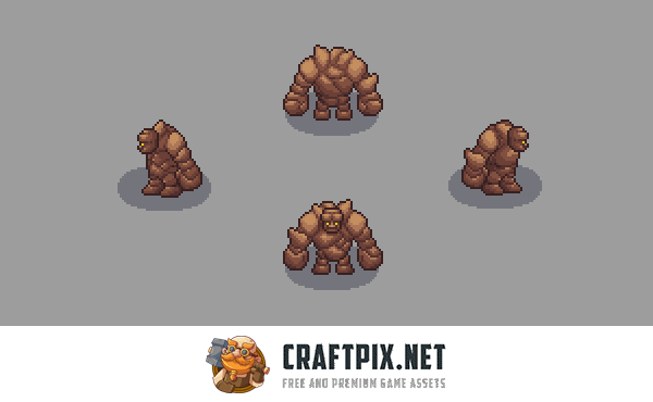 Golem Pixel Art Top-Down Sprite Pack