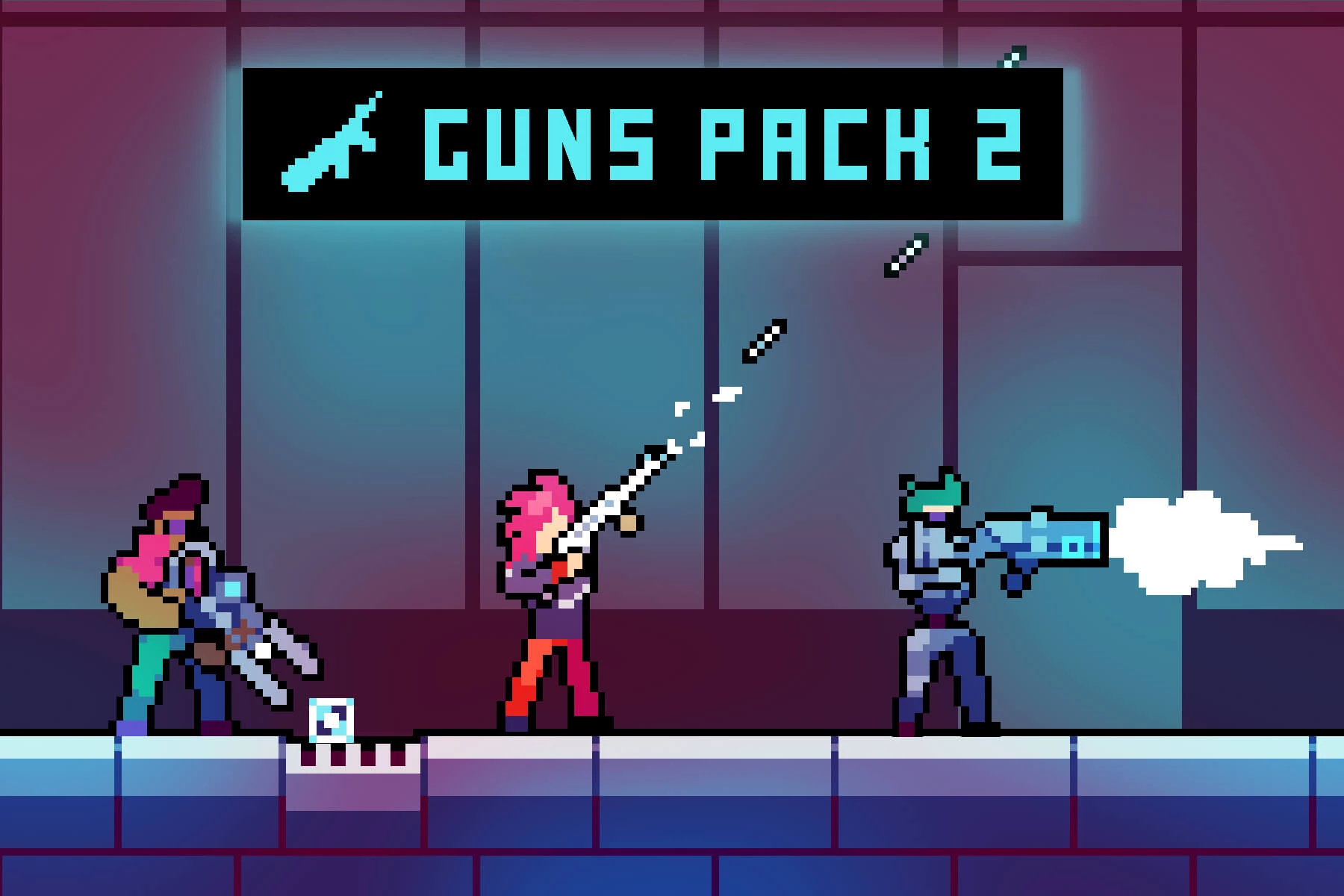 Guns Pack 2 for Main Characters Pixel Art