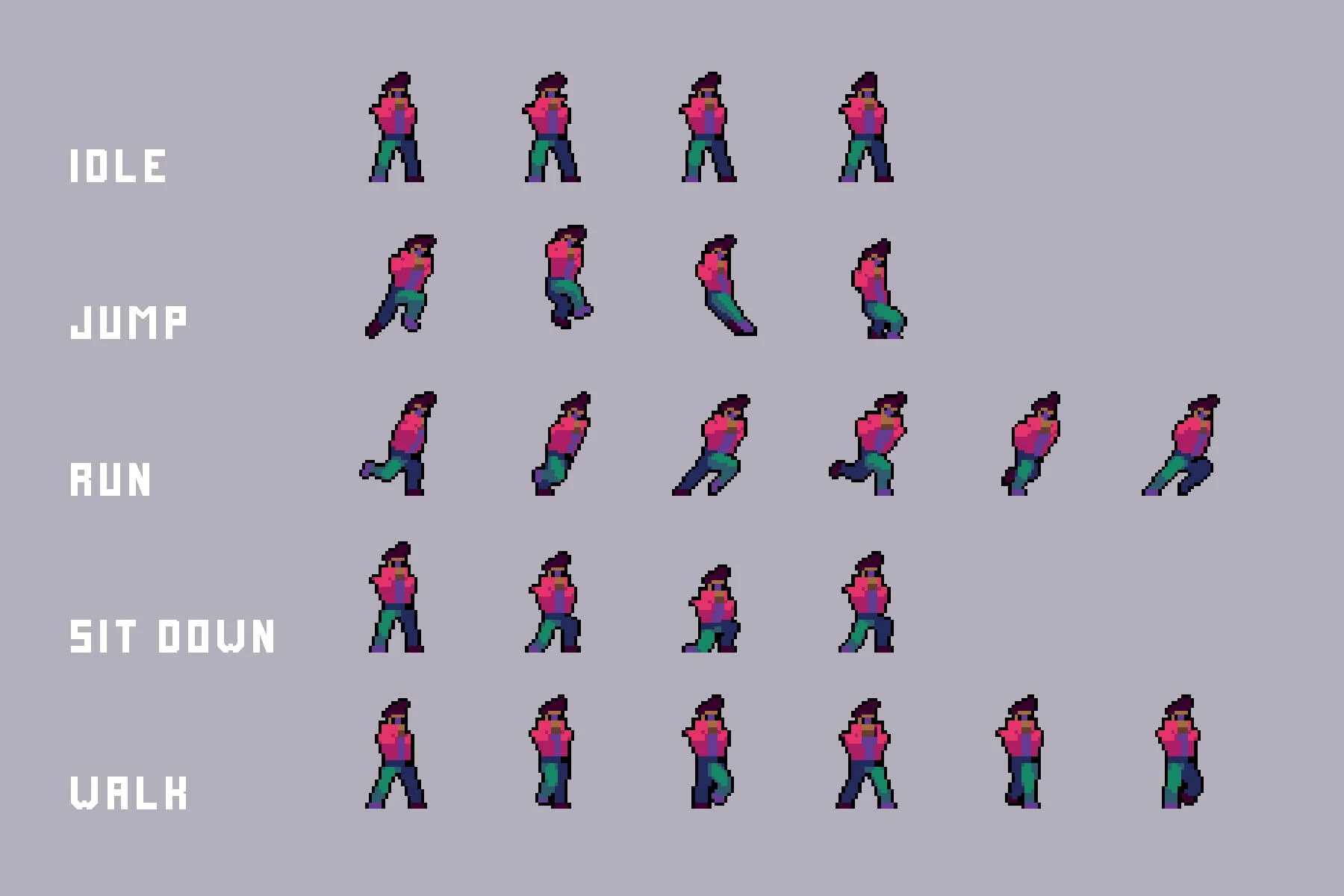 Guns Pack 2 for Main Characters Pixel Art