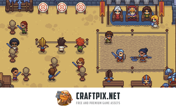 Pixel Art Training Arena Tileset for RPG Games