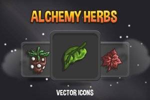 炼金草药矢量图标集：RPG游戏素材