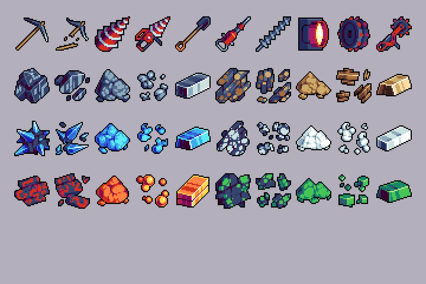 Mining Pixel 32×32 Icons