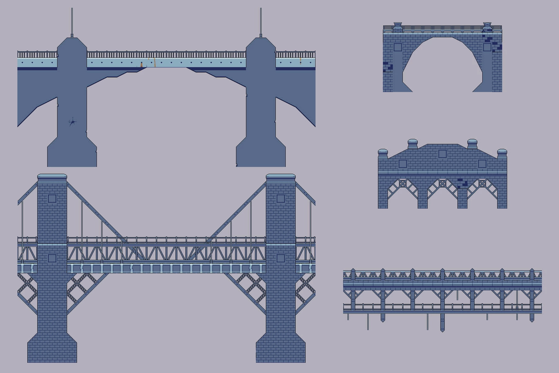 Bridge Constructor Tileset Pixel Art