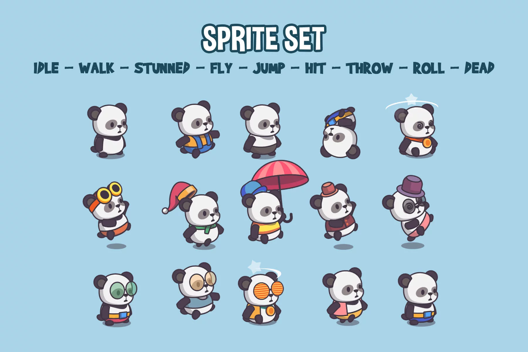 Cute Panda Game Person Sprites