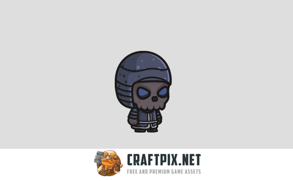 Chibi Skeleton Samurai Character Sprites