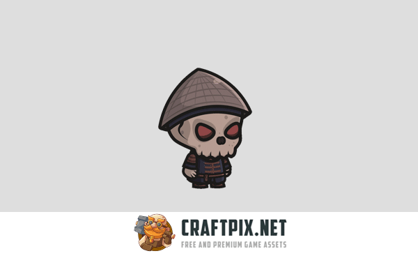 Chibi Skeleton Samurai Character Sprites