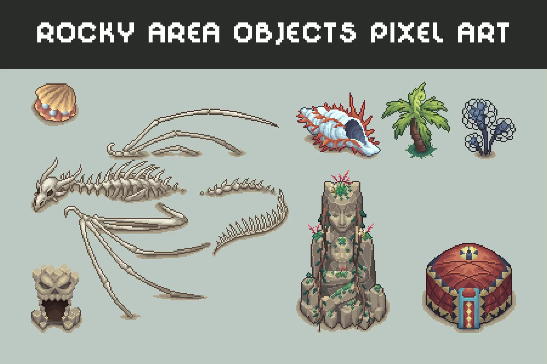 Rocky Area Objects Pixel Art