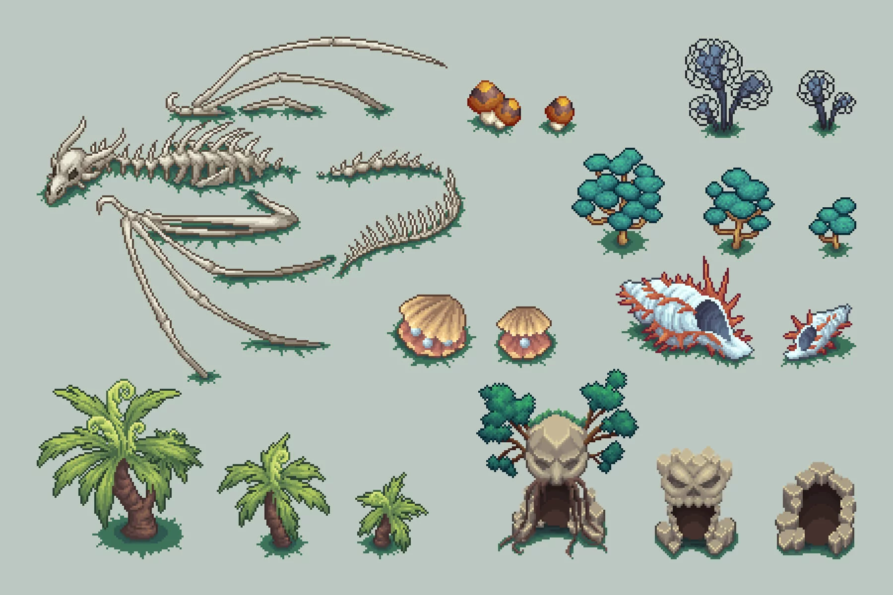 Rocky Area Objects Pixel Art