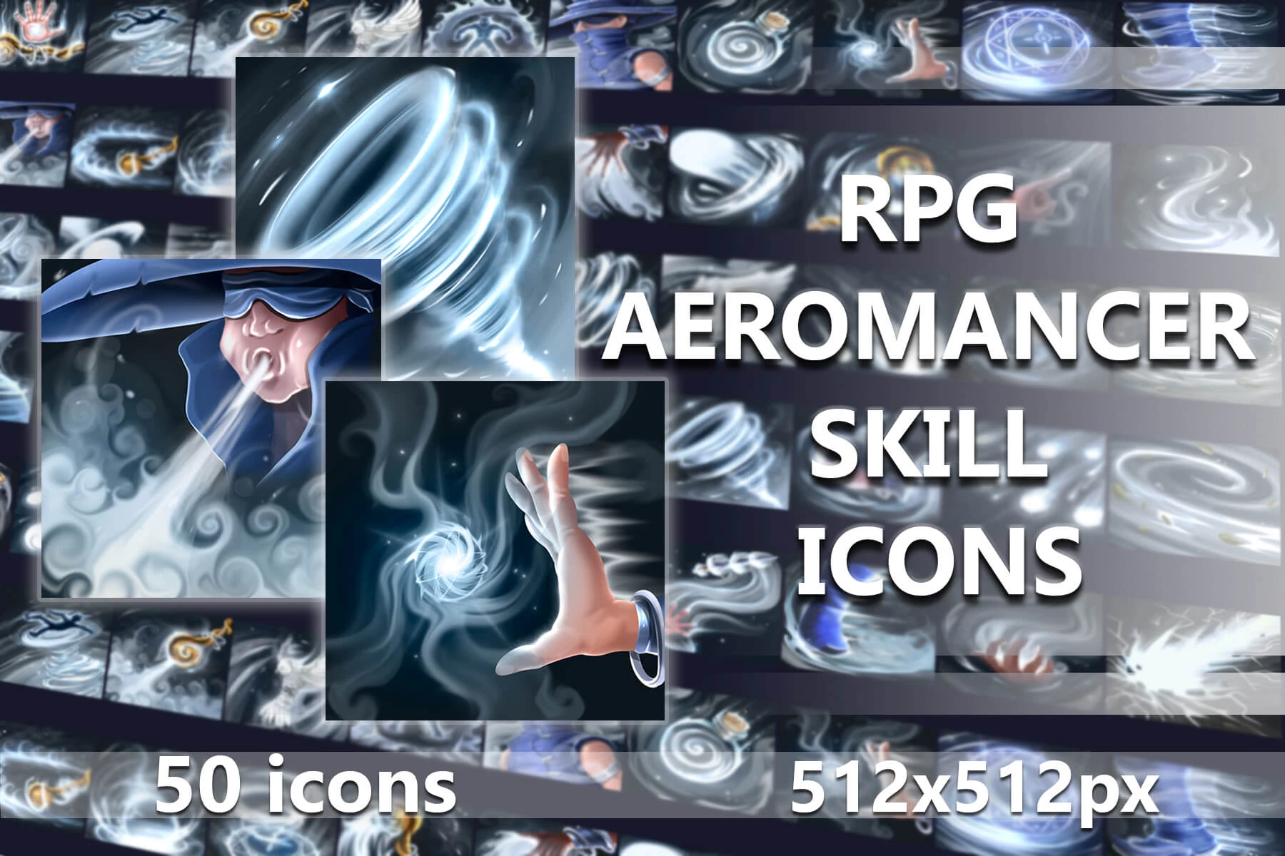 50 RPG Aeromancer Skill Icons