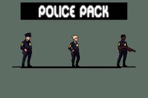 警察角色像素精灵图：3名训练有素警员与丰富动作动画
