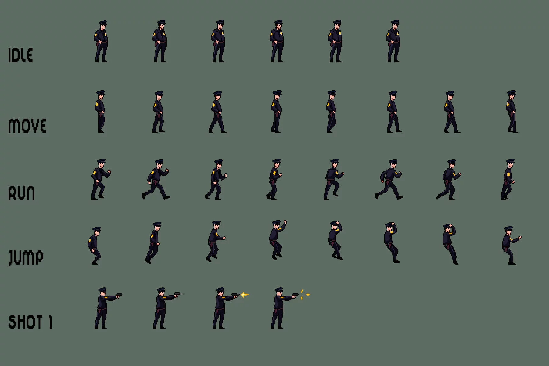 Police Character Sprites Pixel Art