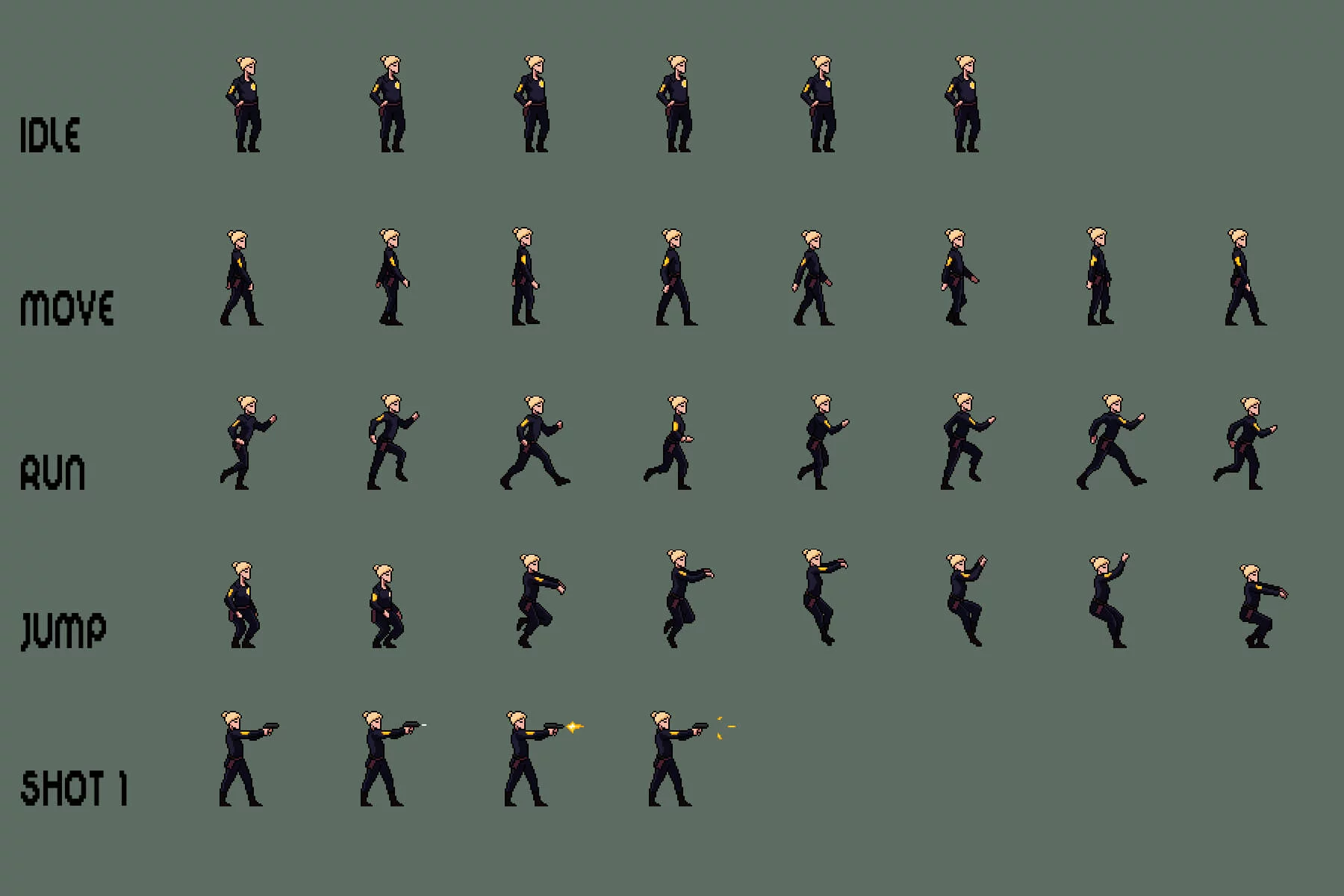 Police Character Sprites Pixel Art