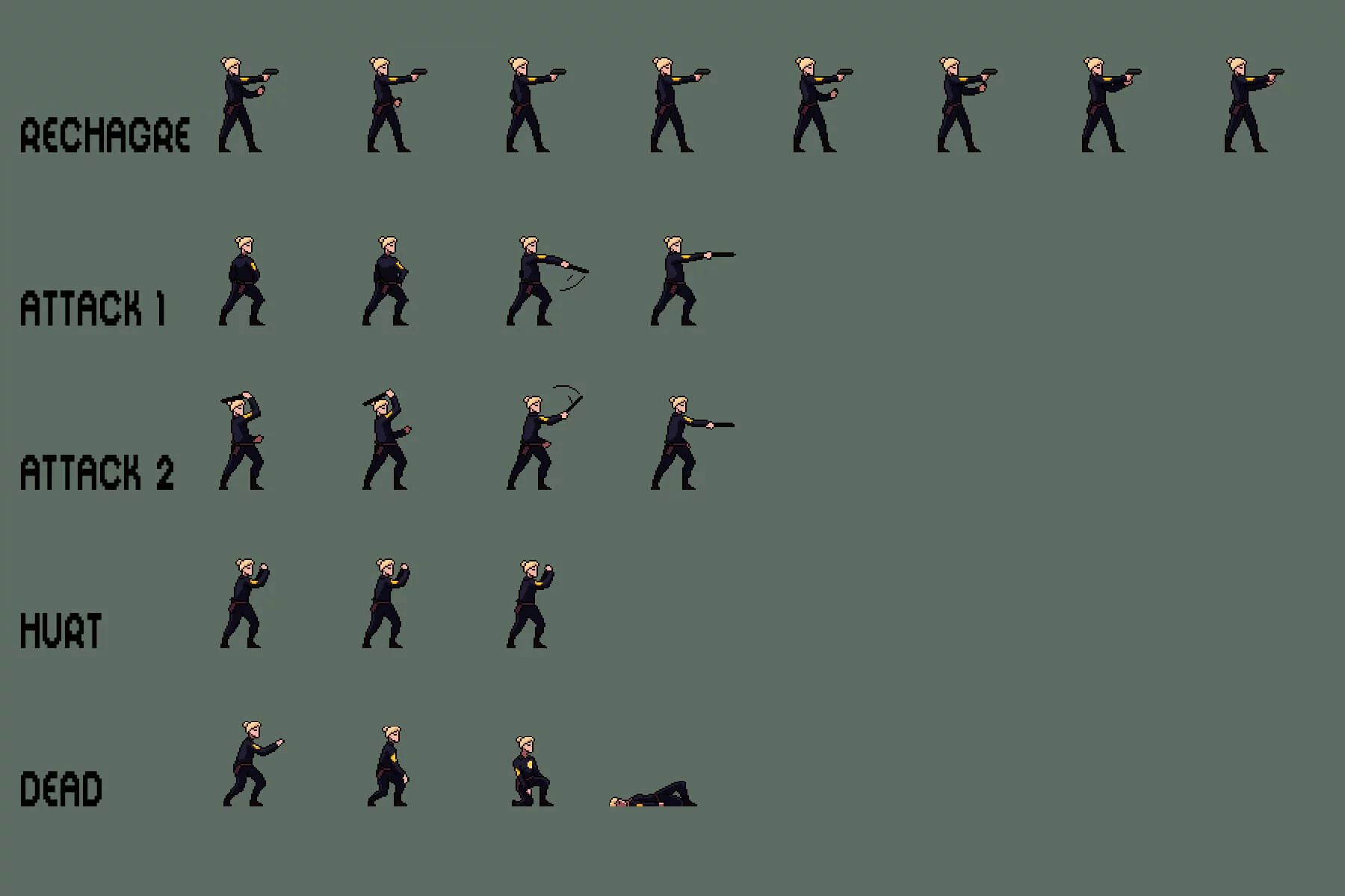 Police Character Sprites Pixel Art