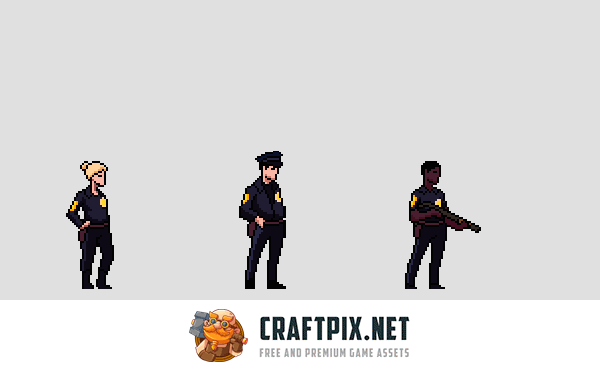 Police Character Sprites Pixel Art
