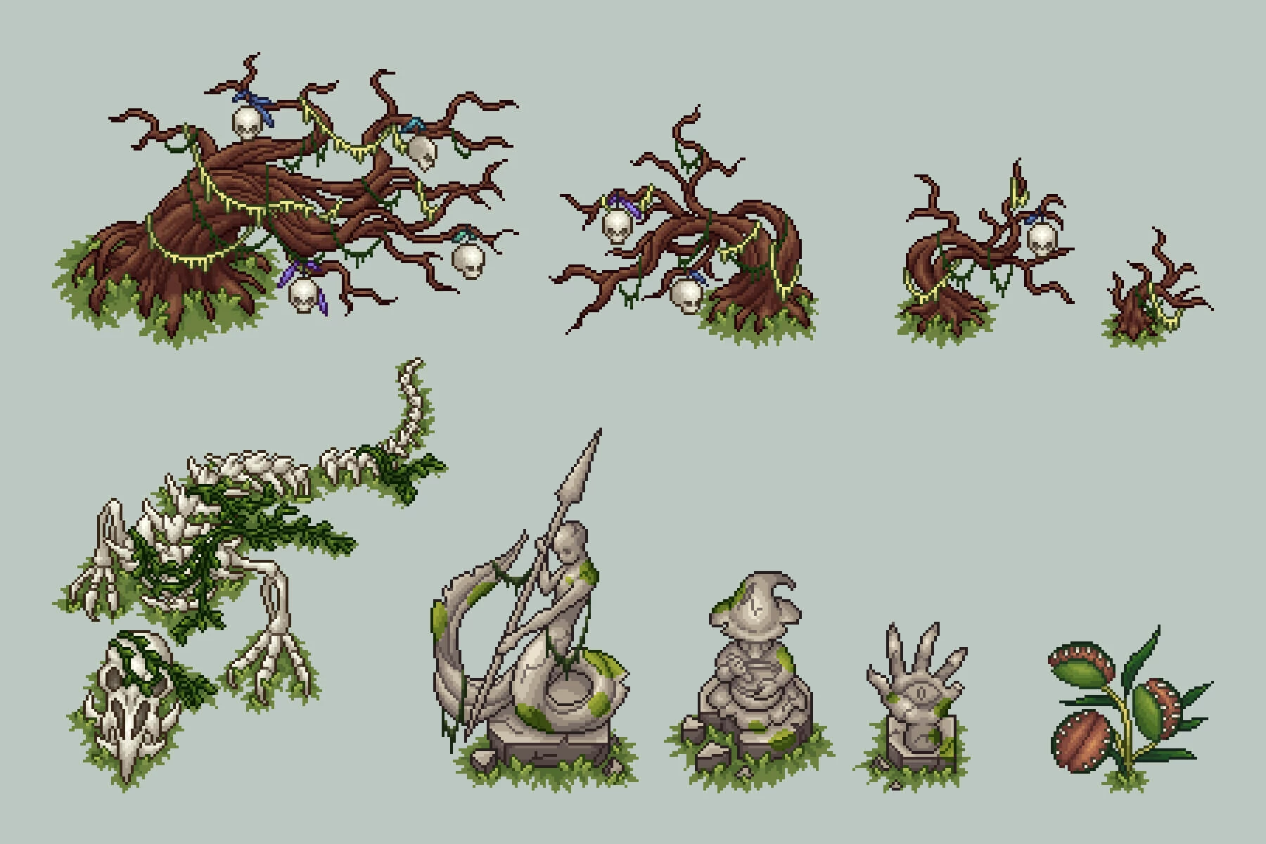 Swamp Objects Top Down Pixel Art