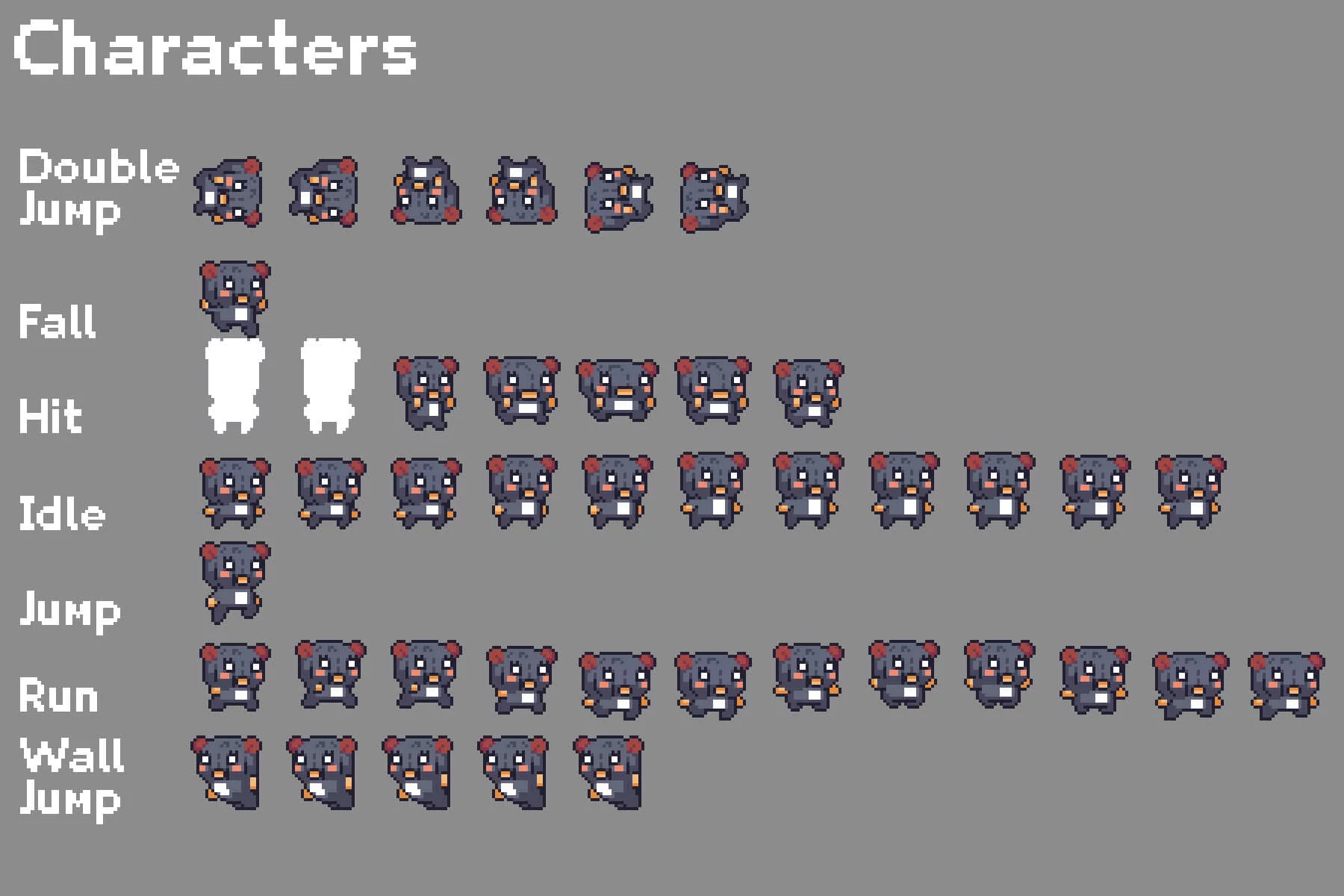 The Pack of Tiny Pixel Characters for Platformers