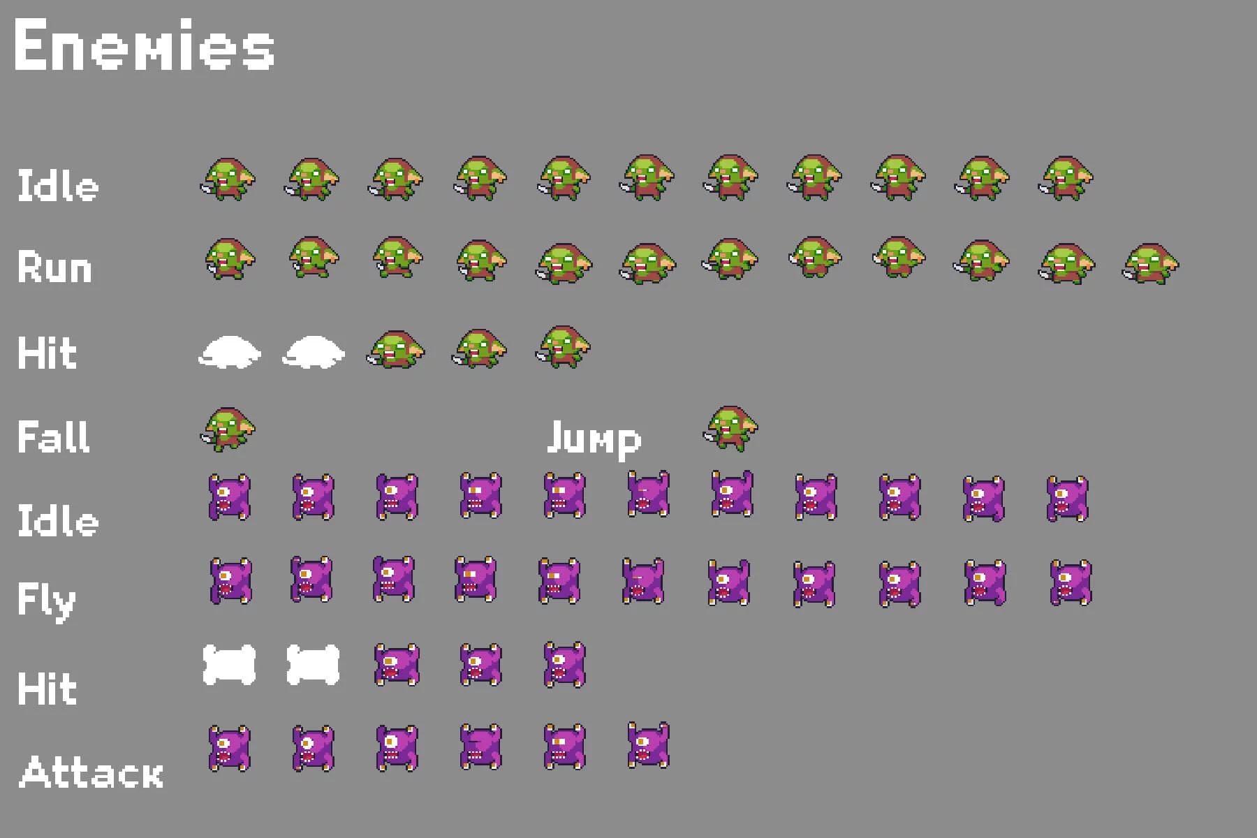 The Pack of Tiny Pixel Characters for Platformers