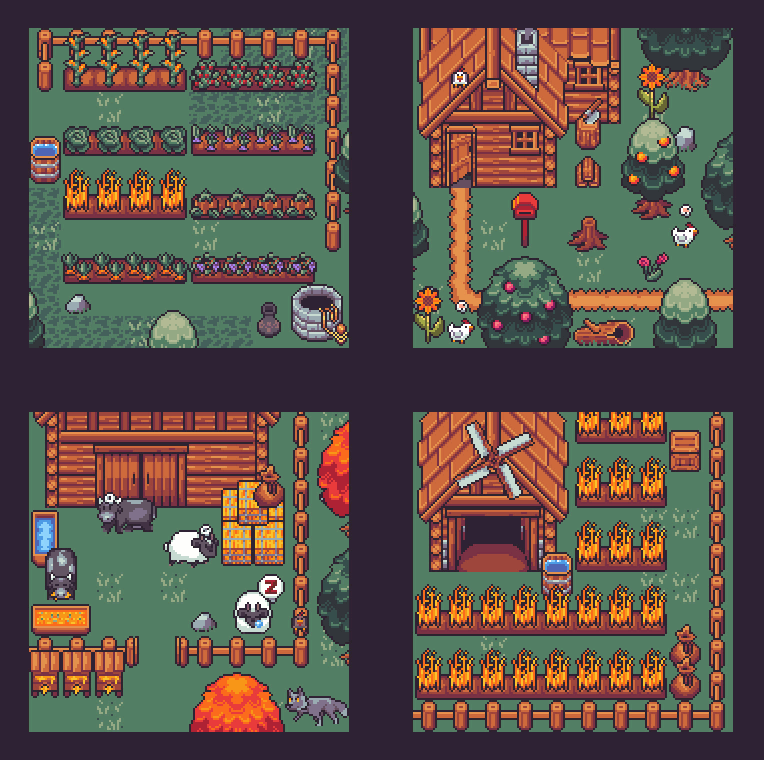 Top Down Farmlands Tileset Pixel Art