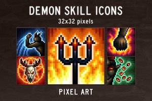 恶魔技能图标32×32像素艺术素材