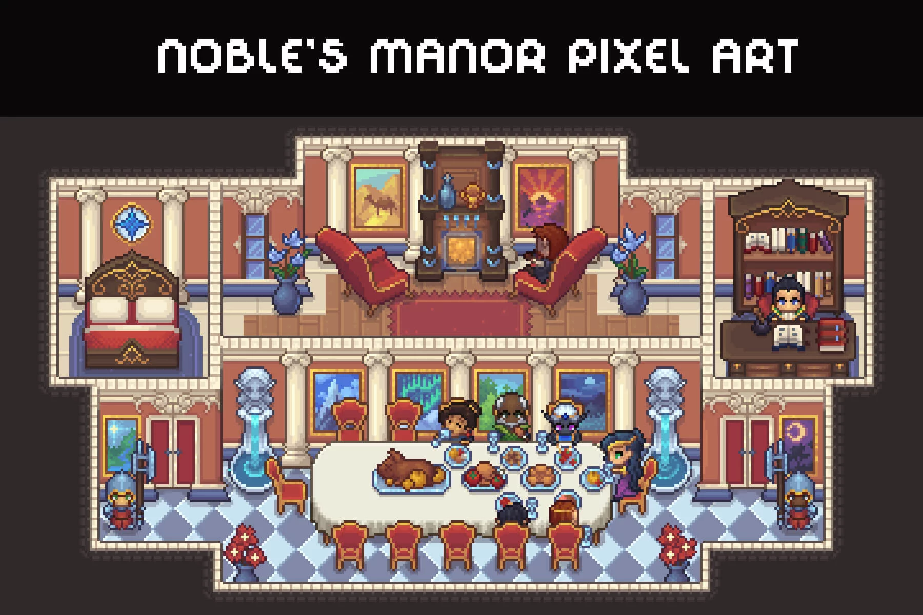 Noble’s Manor Pixel Top-Down Tileset Asset Pack