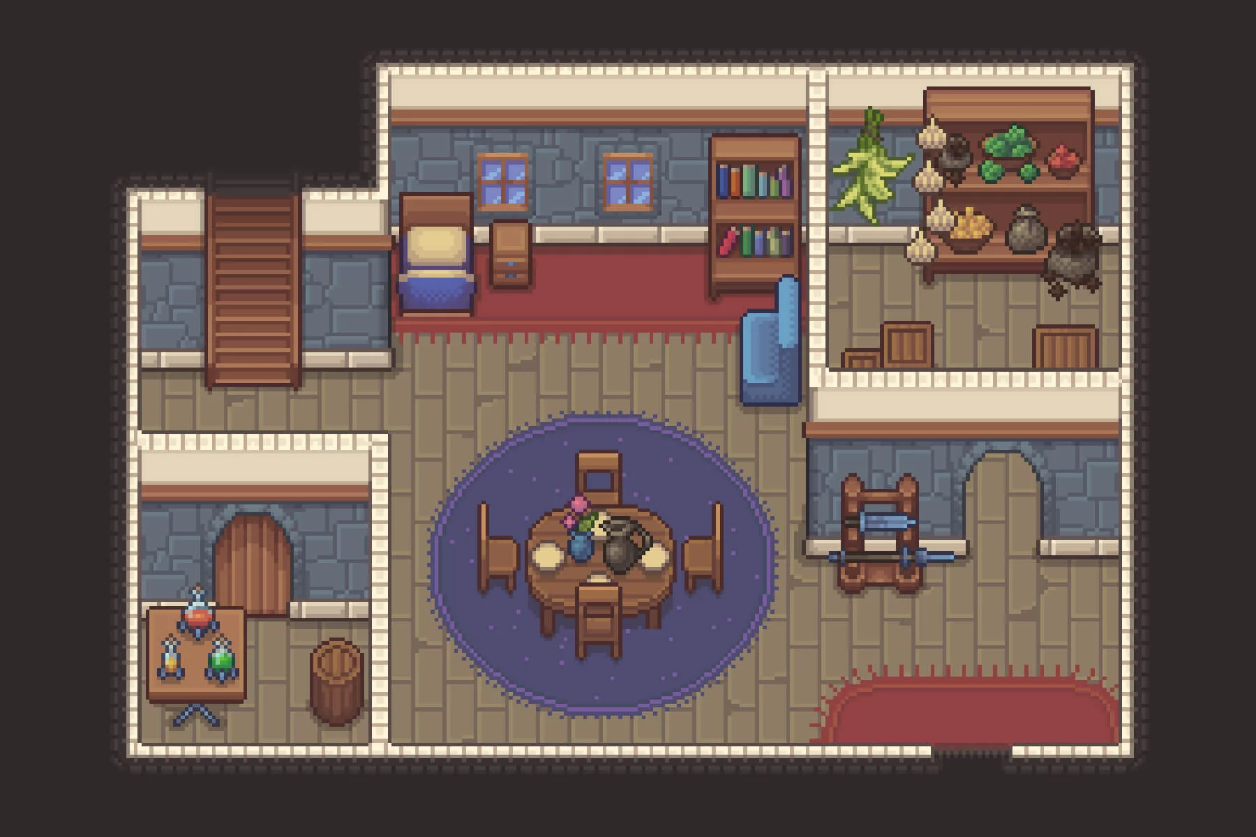 Main Character’s Home Top-Down Pixel Art Asset