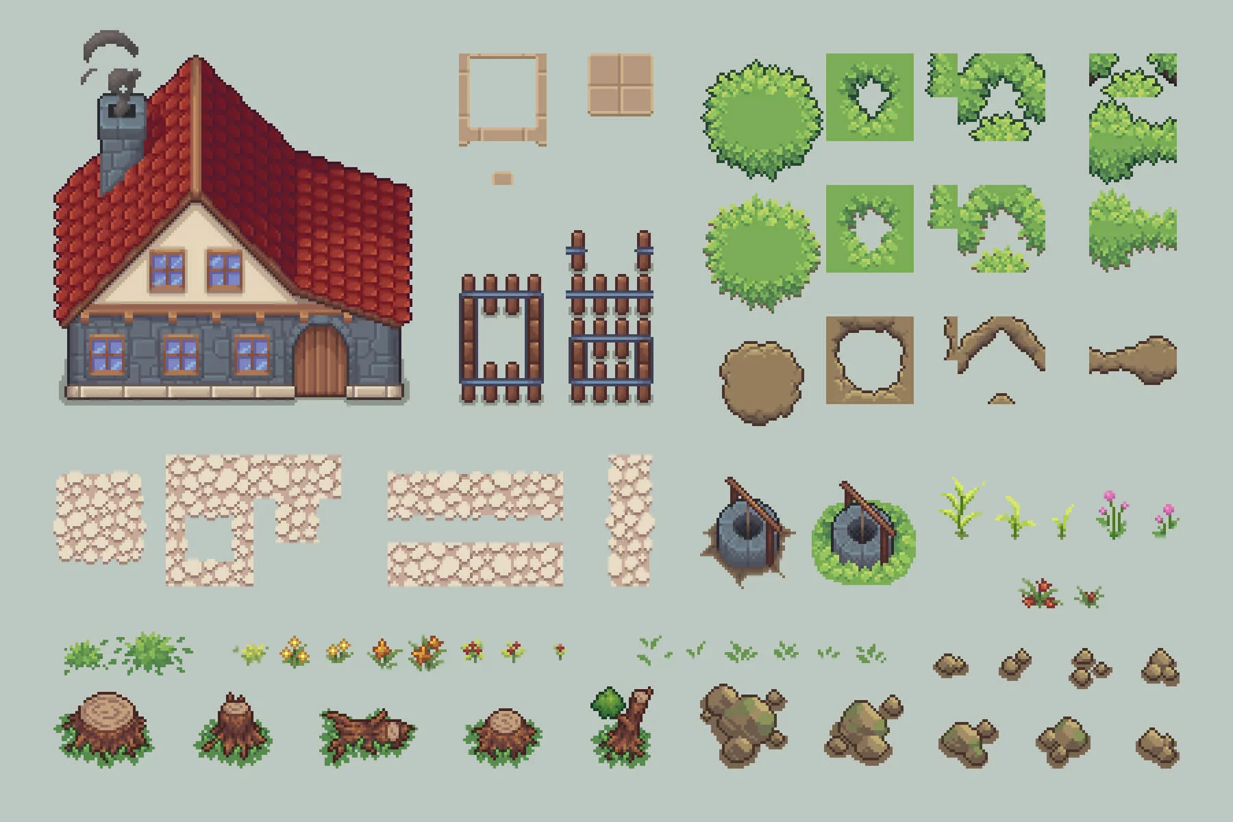 Main Character’s Home Top-Down Pixel Art Asset