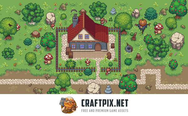 Main Character’s Home Top-Down Pixel Art Asset