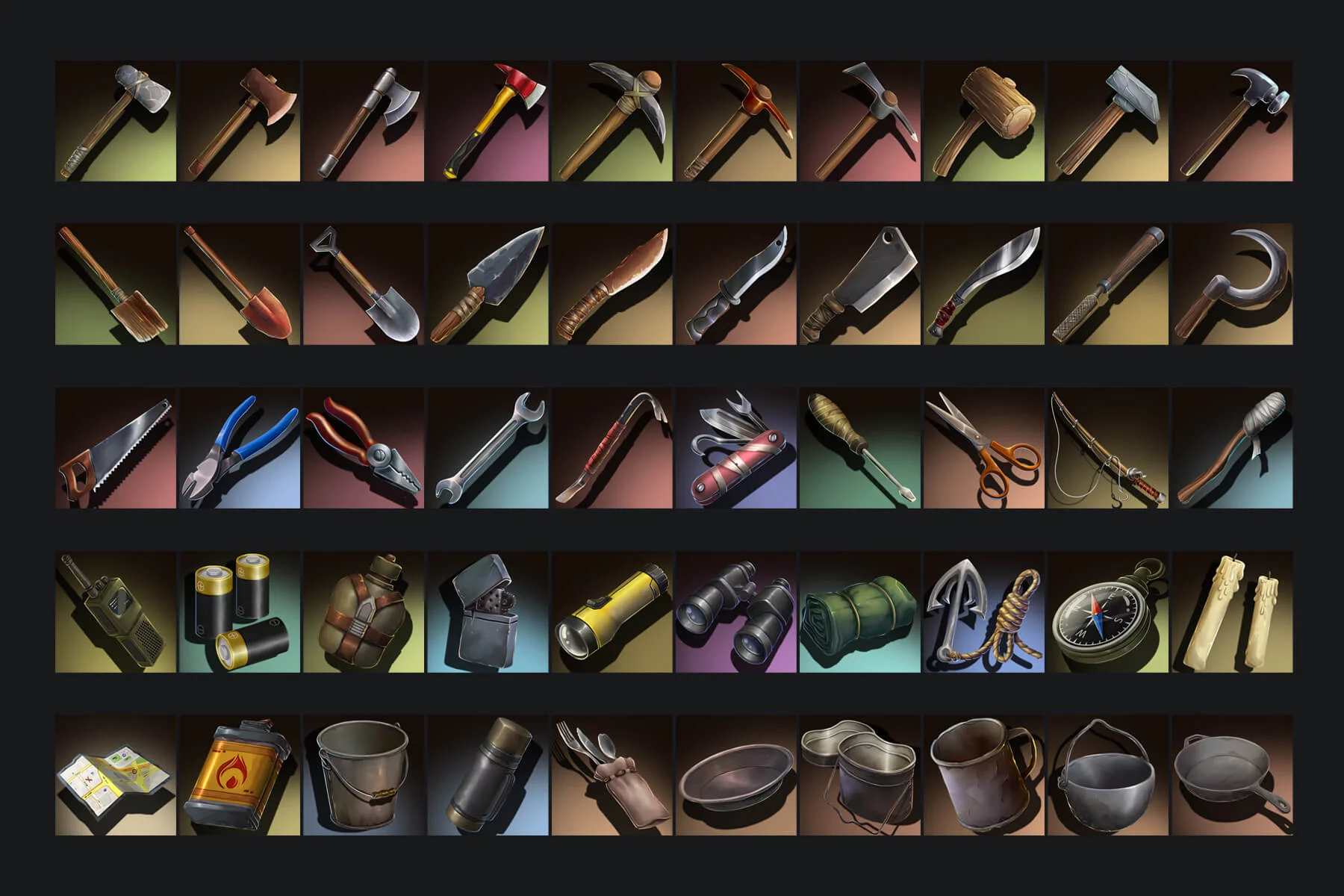 Post-Apocalypse Survival Tool Icons