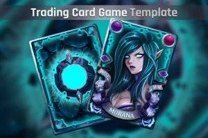 TCG卡牌PSD模板：奇幻风格双面设计素材