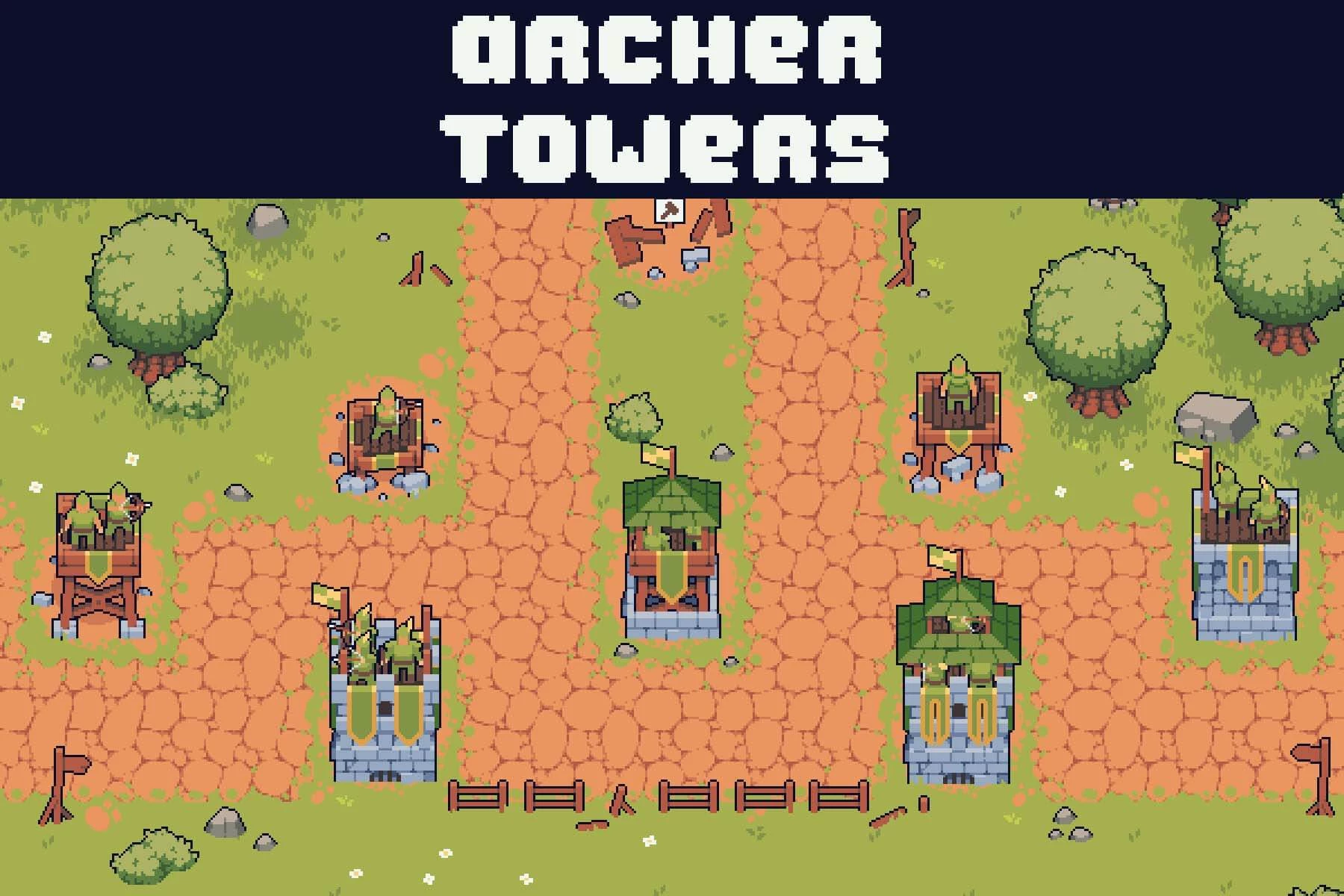 Archer Towers Pixel Art for Tower Defense