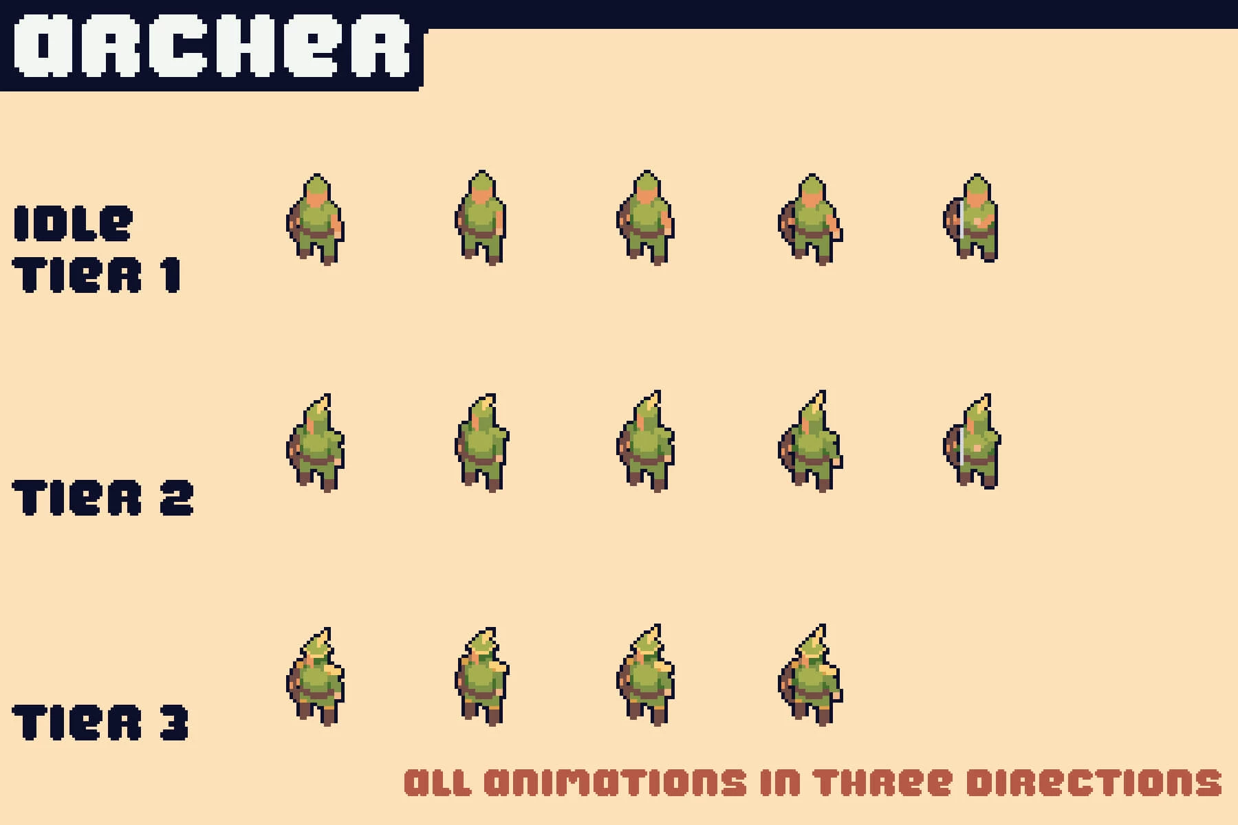 Archer Towers Pixel Art for Tower Defense