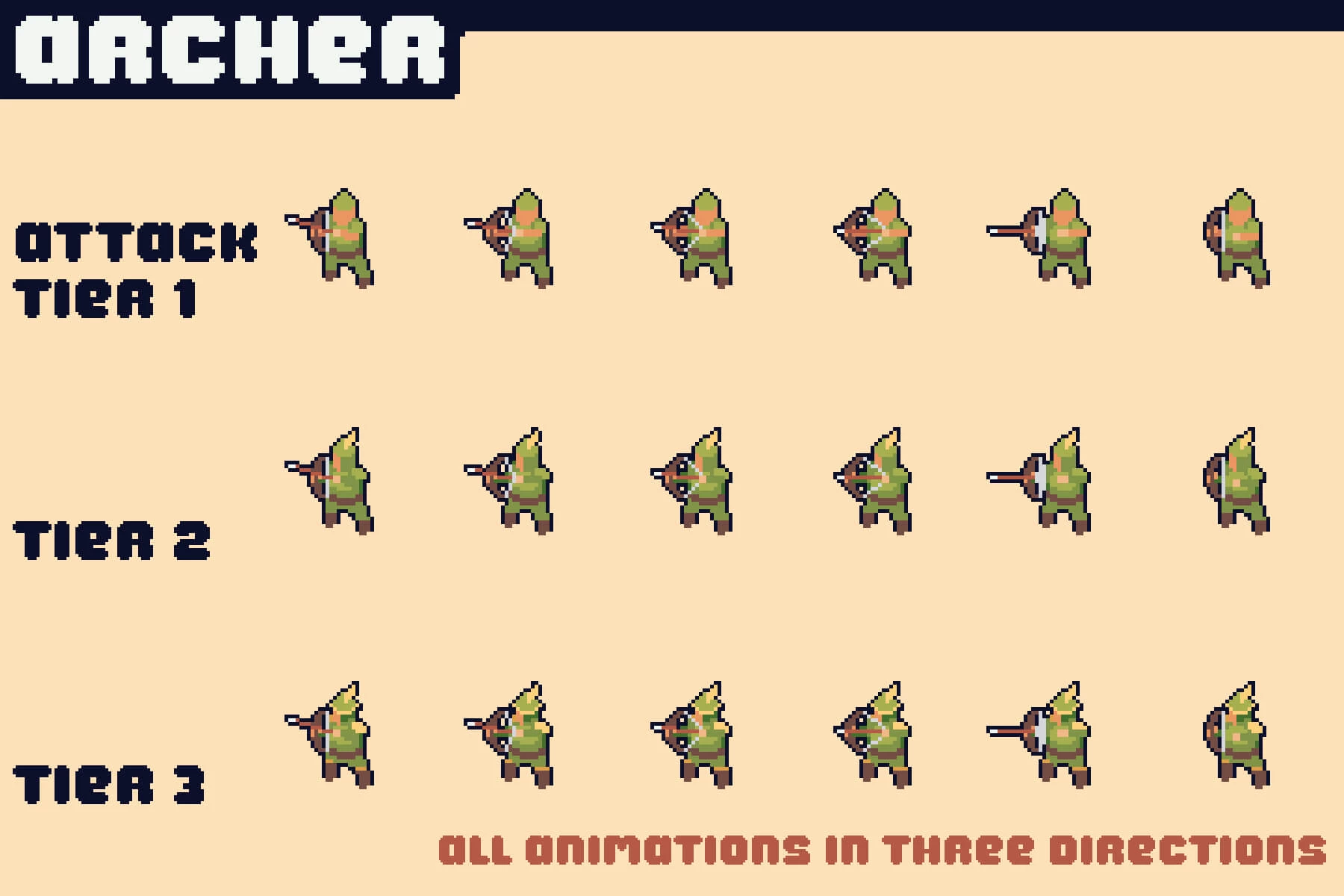 Archer Towers Pixel Art for Tower Defense