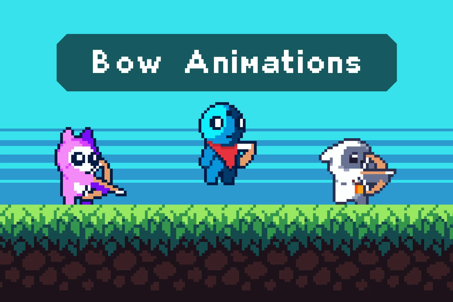Tiny Pixel Hero Sprites with Bow Attacks