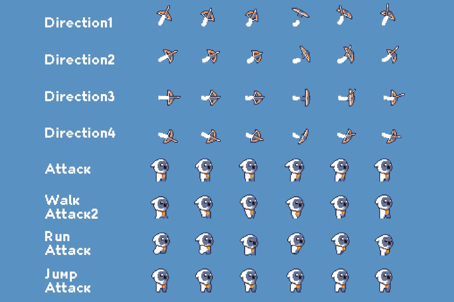 Tiny Pixel Hero Sprites with Bow Attacks