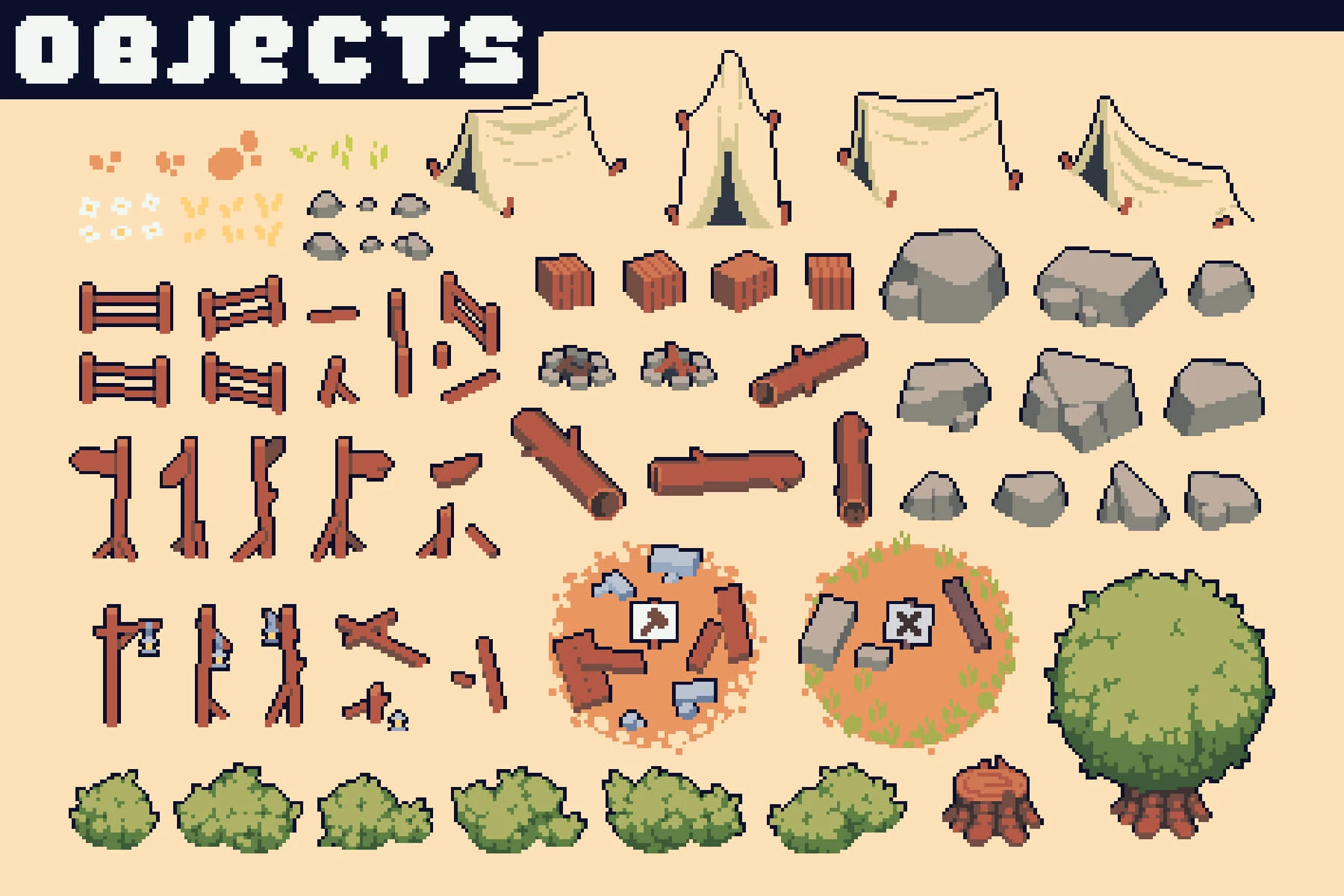 Fields Tileset Pixel Art for Tower Defense
