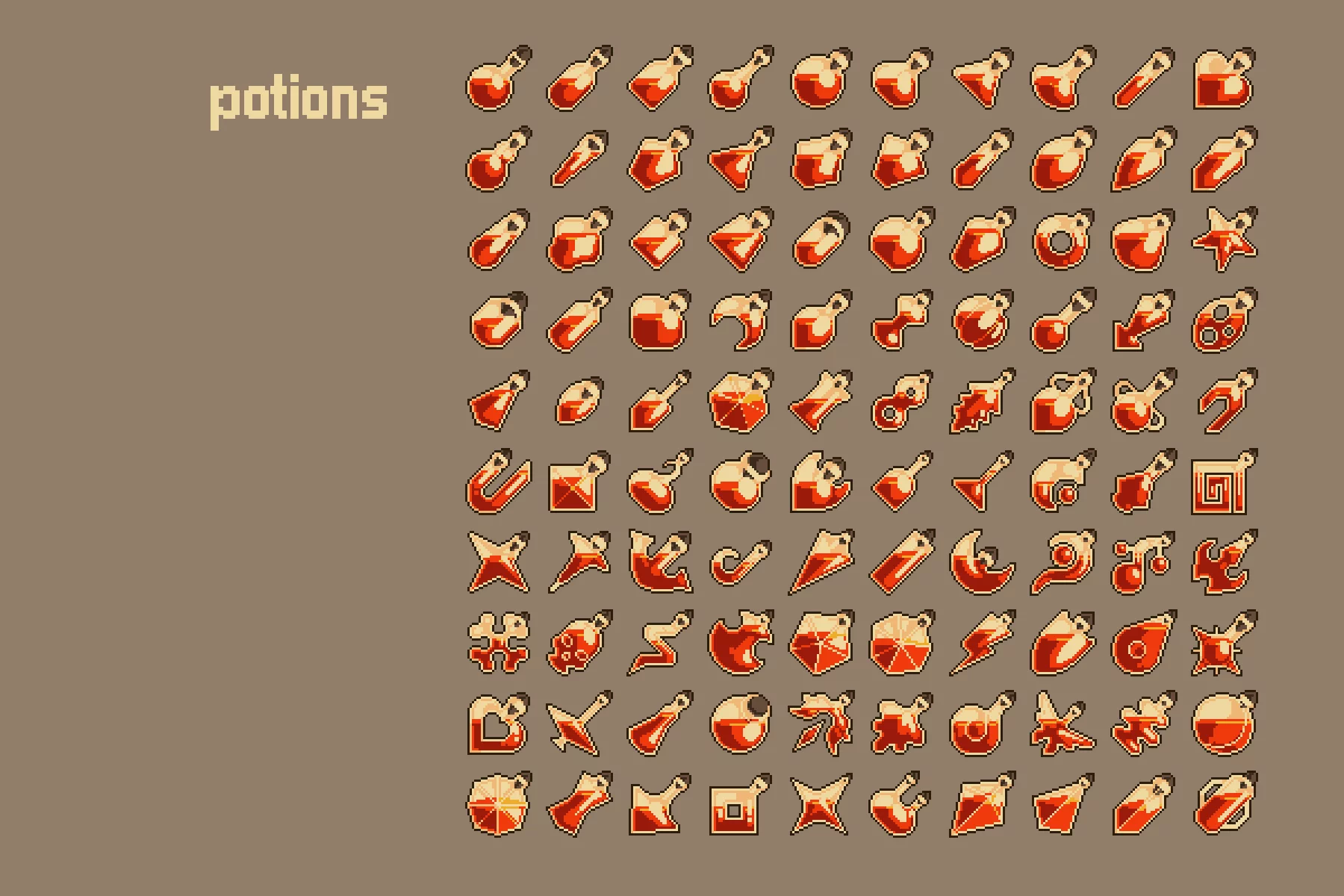 100 Potion Pixel Art Icons