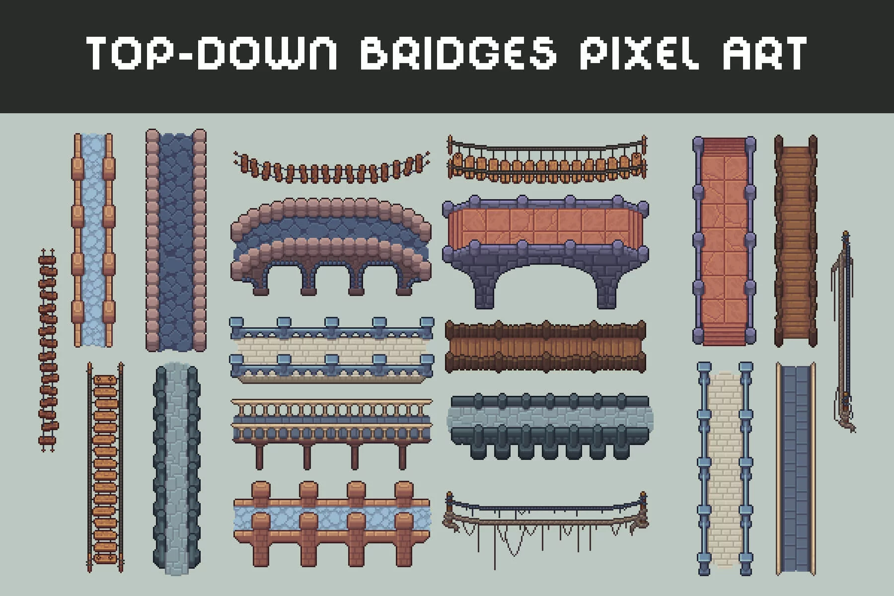 Bridges Top-Down Pixel Art Asset Pack