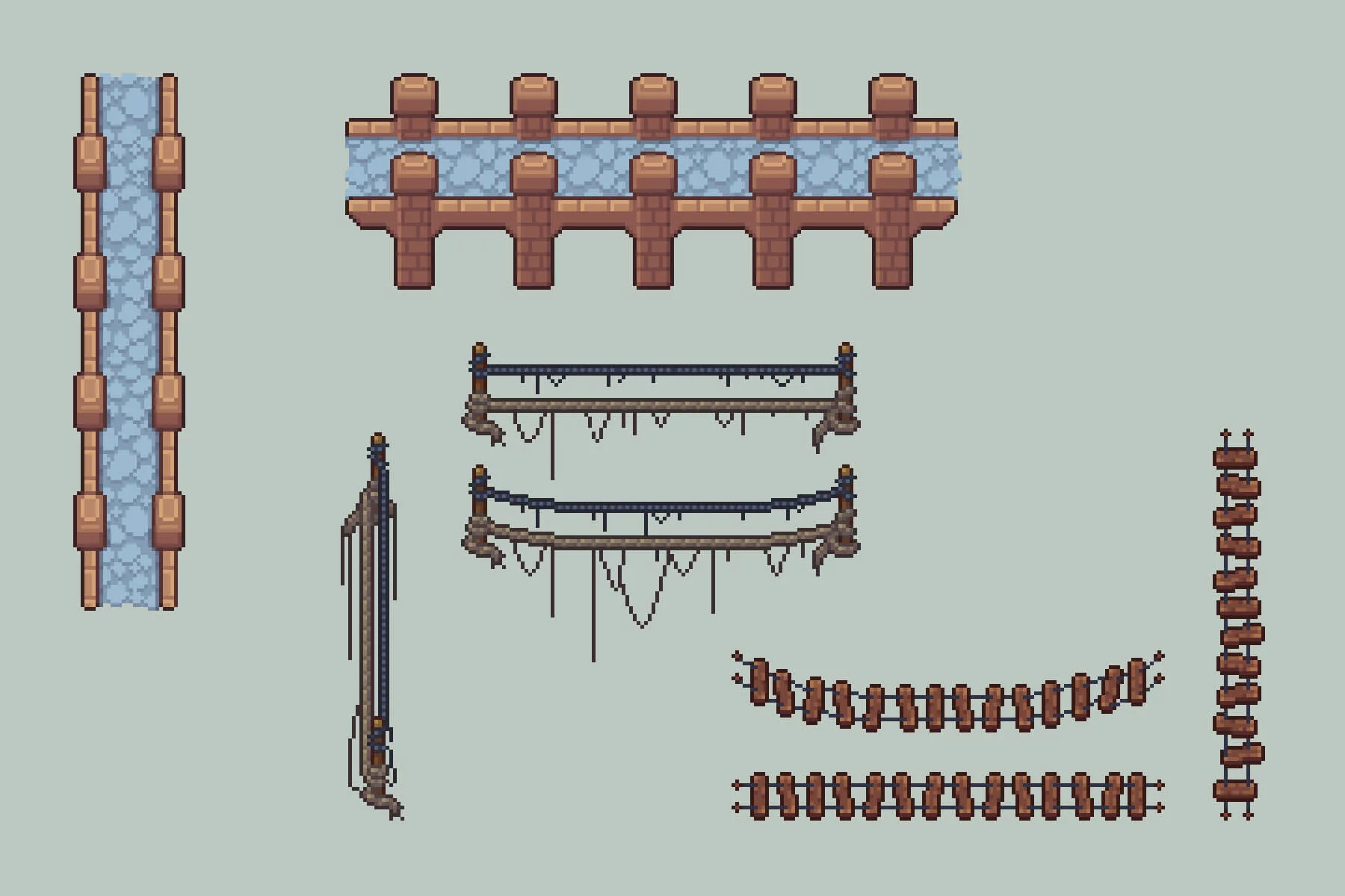 Bridges Top-Down Pixel Art Asset Pack