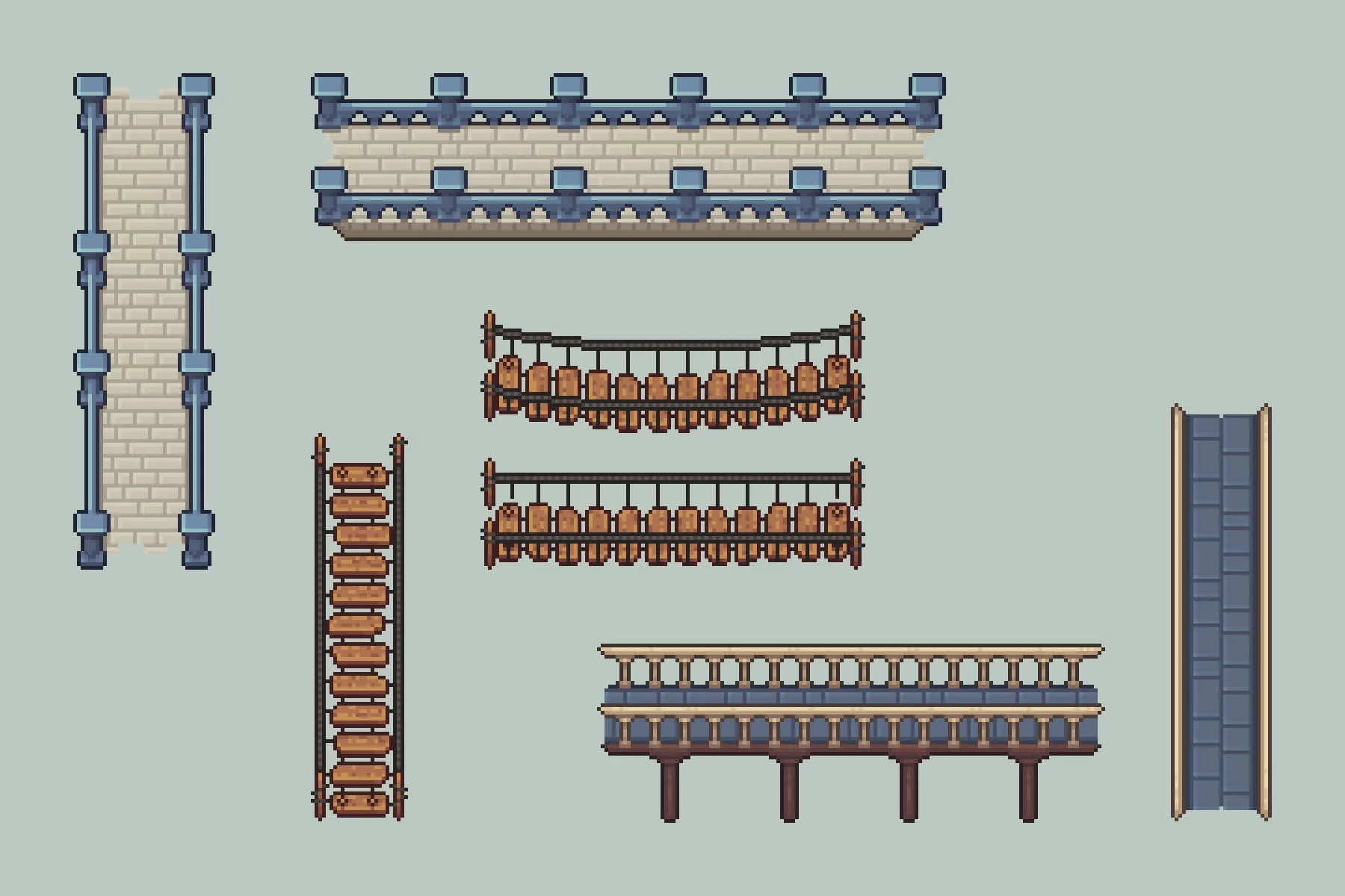 Bridges Top-Down Pixel Art Asset Pack