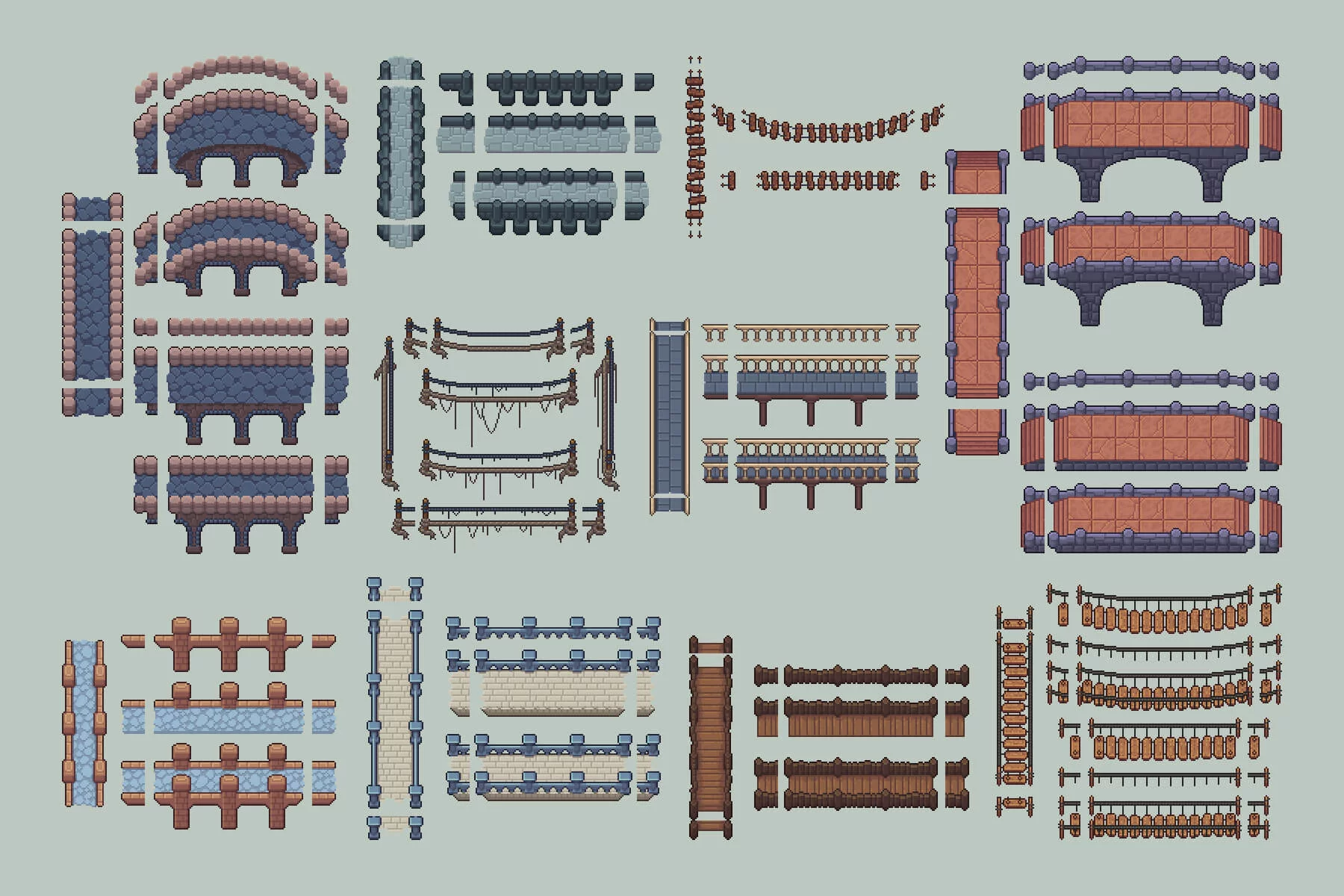 Bridges Top-Down Pixel Art Asset Pack