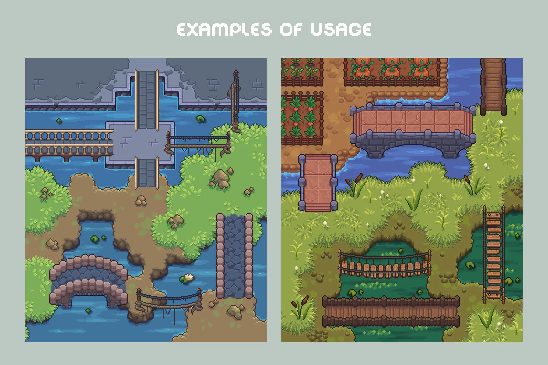 Bridges Top-Down Pixel Art Asset Pack