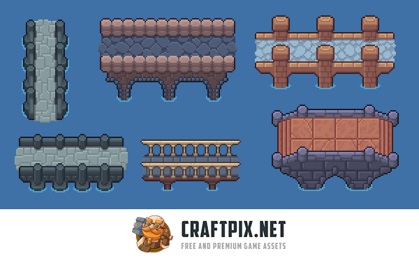 Bridges Top-Down Pixel Art Asset Pack