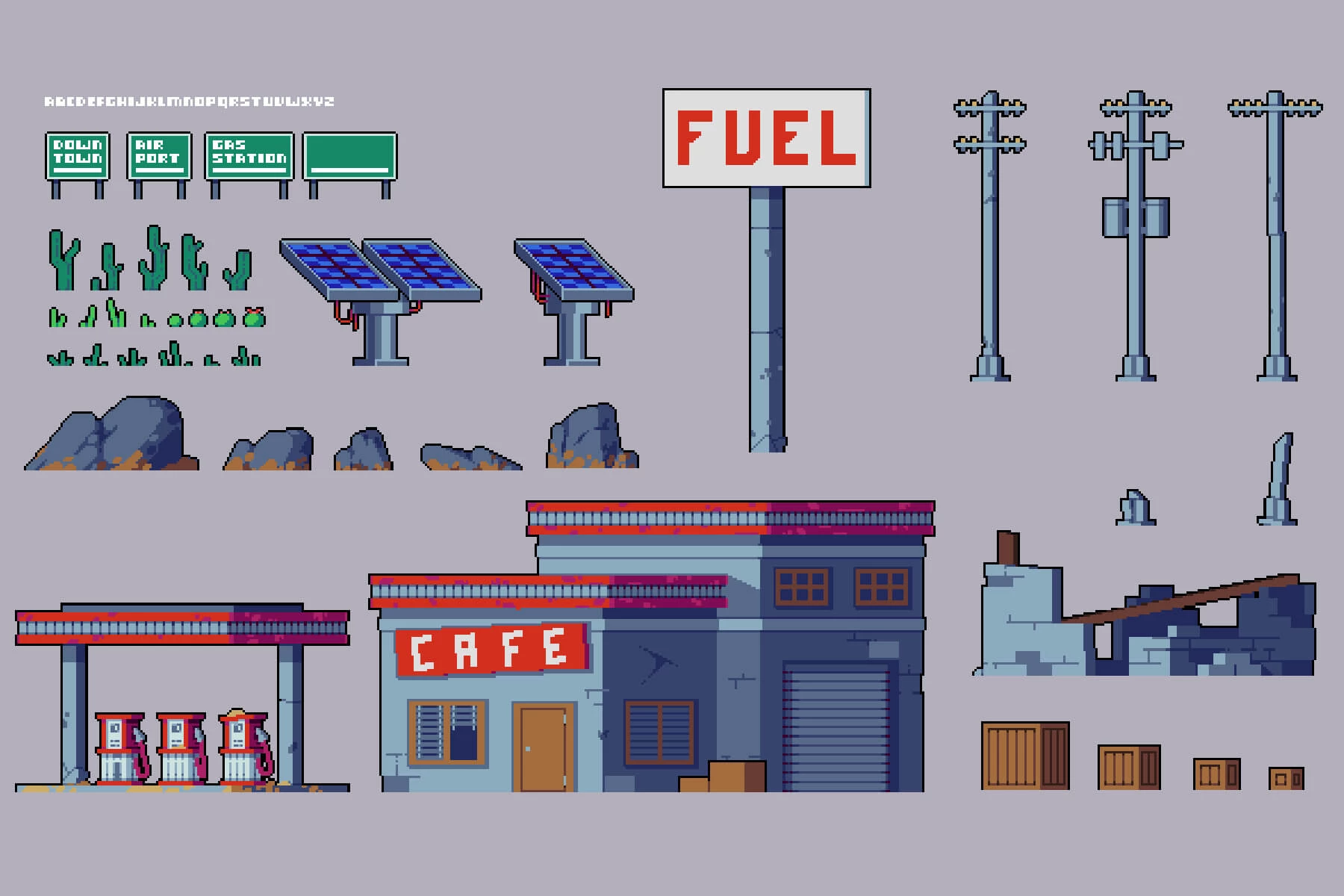 Desert Cyberpunk Tileset Pixel Art