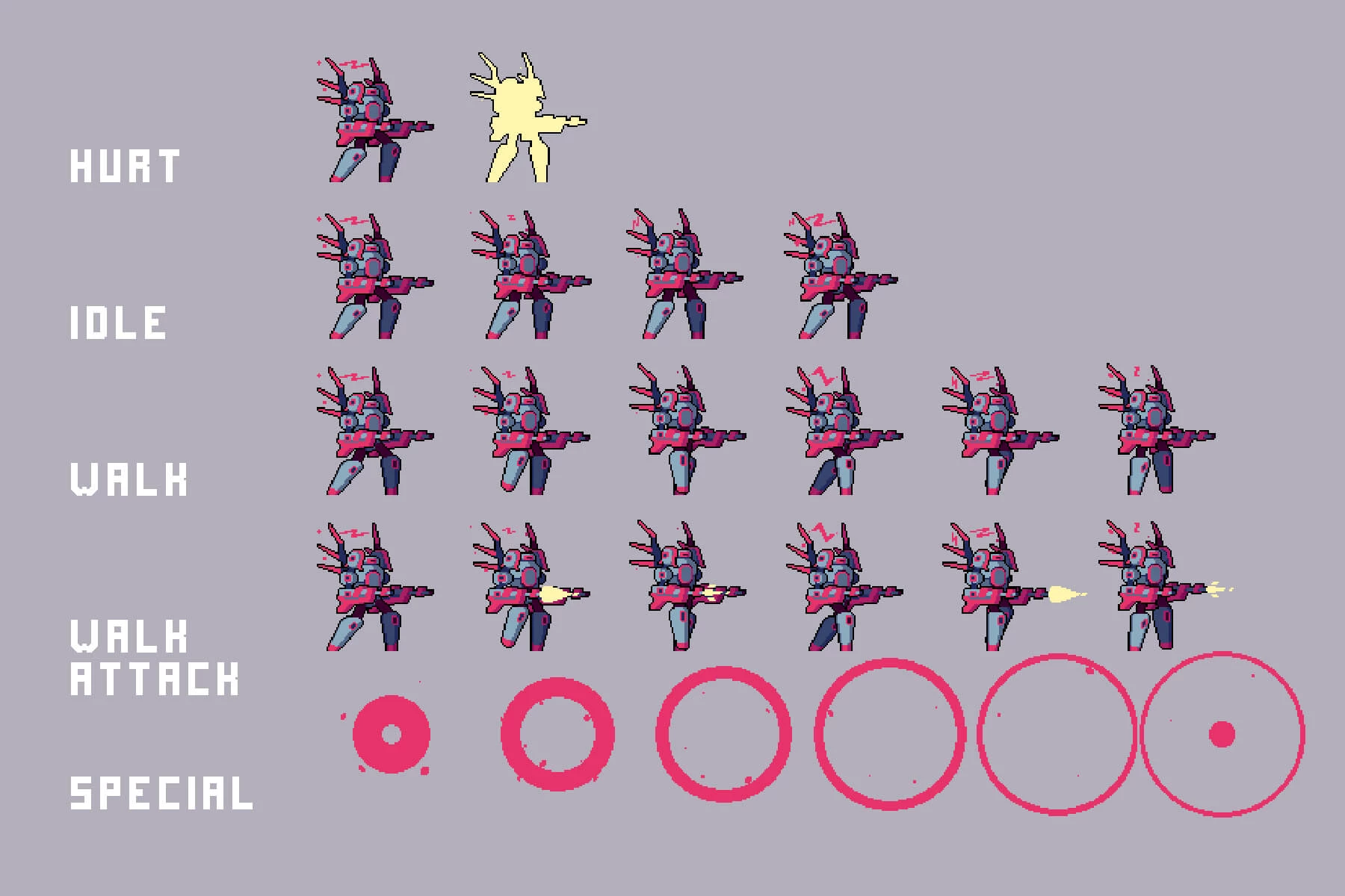 Battle Mecha Sprites Pixel Art Pack