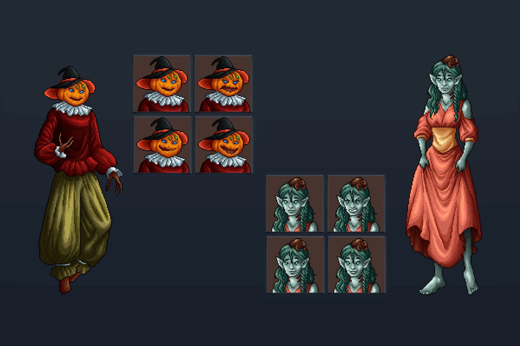 Undead Characters Full Length Pixel Art